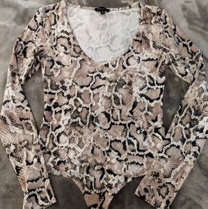 Snakeskin long sleeve bodysuit